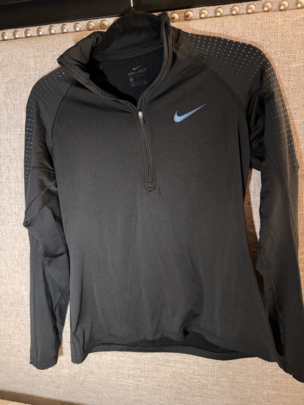 Nike Black Dri-FIT Half-Zip Pullover with Blue Swoosh